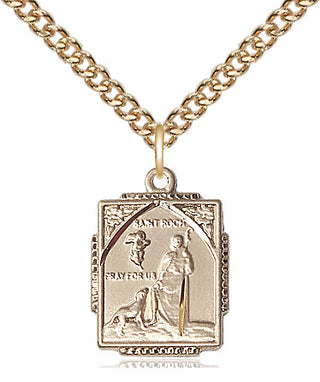 14kt Gold Saint Roch Medal Engraved Catholic Saint Jewelry