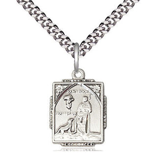 Sterling Silver Saint Roch Medal Religious Jewelry Engraved Catholic Saint Jewelry