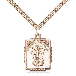 14kt Gold Saint Michael the Archangel Medal Engraved Catholic Saint Jewelry
