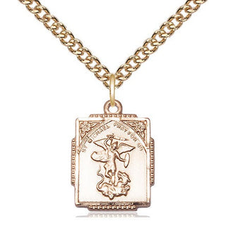 14kt Gold Saint Michael the Archangel Medal Engraved Catholic Saint Jewelry