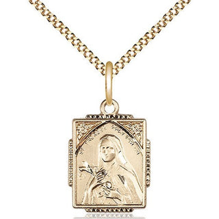 14kt Gold Filled Saint Therese Medal Religious Jewelry Engraved Catholic Saint Jewelry