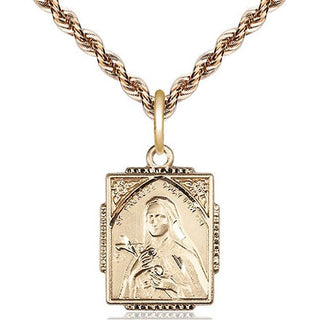 14kt Gold Filled Saint Therese Medal Religious Jewelry Engraved Catholic Saint Jewelry
