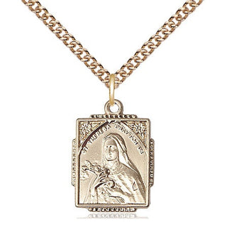 14kt Gold Filled Saint Theresa Medal Religious Jewelry Engraved Catholic Saint Jewelry