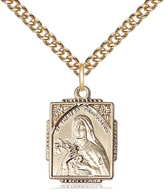 14kt Gold Saint Theresa Medal Engraved Catholic Saint Jewelry