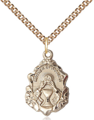 14kt Gold Filled Mother of a Priest Medal Religious Jewelry Engraved Catholic Saint Jewelry