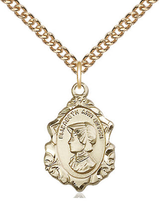 14kt Gold Filled Saint Elizabeth Ann Seton Medal Religious Jewelry Engraved Catholic Saint Jewelry