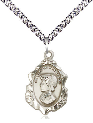 Sterling Silver Saint Elizabeth Ann Seton Medal Religious Jewelry Engraved Catholic Saint Jewelry