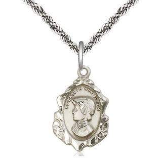 Sterling Silver Saint Elizabeth Ann Seton Medal Religious Jewelry Engraved Catholic Saint Jewelry