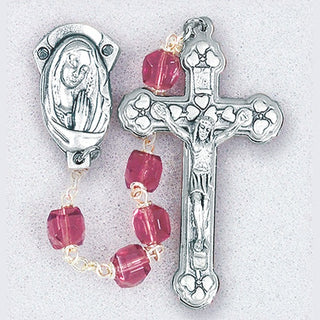 Amethyst Tin Cut Square Bead Rosary - SALE