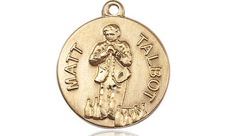 14kt Gold Matt Talbot Medal Engraved Catholic Saint Jewelry