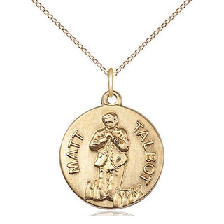 14kt Gold Matt Talbot Medal Engraved Catholic Saint Jewelry