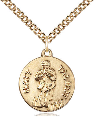 14kt Gold Matt Talbot Medal Engraved Catholic Saint Jewelry