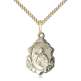 14kt Gold Filled Saint Ann Medal Religious Jewelry Engraved Catholic Saint Jewelry