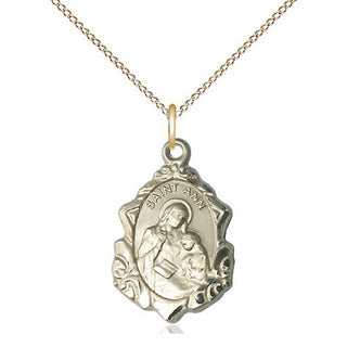 14kt Gold Filled Saint Ann Medal Religious Jewelry Engraved Catholic Saint Jewelry