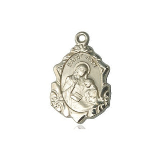14kt Gold Saint Ann Medal Engraved Catholic Saint Jewelry