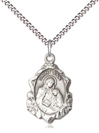 Sterling Silver Saint Ann Medal Religious Jewelry Engraved Catholic Saint Jewelry