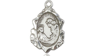 Sterling Silver Saint Cecilia Medal Religious Jewelry Engraved Catholic Saint Jewelry