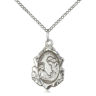 Sterling Silver Saint Cecilia Medal Religious Jewelry Engraved Catholic Saint Jewelry