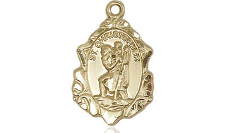 14kt Gold Filled Saint Christopher Medal Engraved Catholic Saint Jewelry