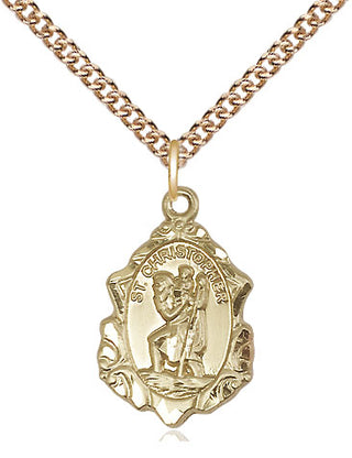 14kt Gold Filled Saint Christopher Medal Religious Jewelry Engraved Catholic Saint Jewelry