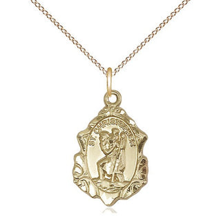 14kt Gold Saint Christopher Medal Engraved Catholic Saint Jewelry