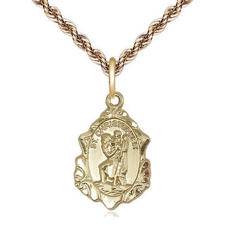 14kt Gold Saint Christopher Medal Engraved Catholic Saint Jewelry