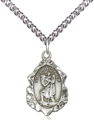 Sterling Silver Saint Christopher Medal Religious Jewelry Engraved Catholic Saint Jewelry