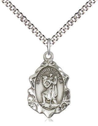 Sterling Silver Saint Christopher Medal Religious Jewelry Engraved Catholic Saint Jewelry