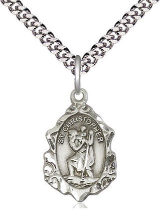Sterling Silver Saint Christopher Medal Religious Jewelry Engraved Catholic Saint Jewelry