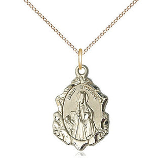 14kt Gold Filled Saint Dymphna Medal Religious Jewelry Engraved Catholic Saint Jewelry