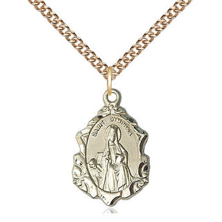 14kt Gold Filled Saint Dymphna Medal Religious Jewelry Engraved Catholic Saint Jewelry