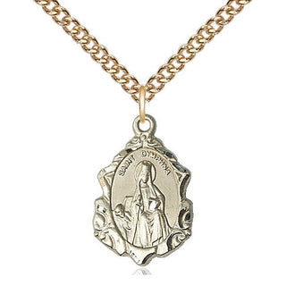 14kt Gold Filled Saint Dymphna Medal Religious Jewelry Engraved Catholic Saint Jewelry