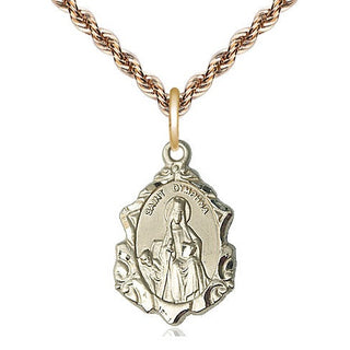 14kt Gold Filled Saint Dymphna Medal Religious Jewelry Engraved Catholic Saint Jewelry