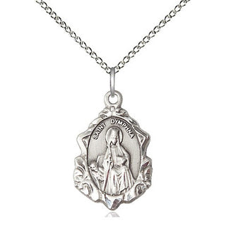 Sterling Silver Saint Dymphna Medal Religious Jewelry Engraved Catholic Saint Jewelry