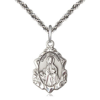 Sterling Silver Saint Dymphna Medal Religious Jewelry Engraved Catholic Saint Jewelry