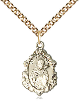 14kt Gold Saint Francis Medal Engraved Catholic Saint Jewelry