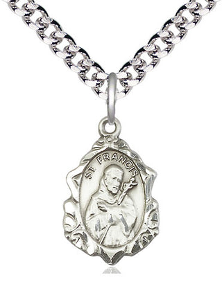 Pewter Saint Francis Medal Religious Jewelry Engraved Catholic Saint Jewelry