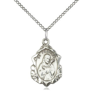 Sterling Silver Saint Francis Medal Religious Jewelry Engraved Catholic Saint Jewelry