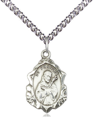 Sterling Silver Saint Francis Medal Religious Jewelry Engraved Catholic Saint Jewelry