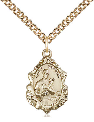 14kt Gold Saint Gerard Medal Engraved Catholic Saint Jewelry