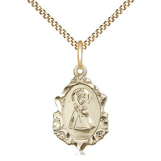 14kt Gold Filled Infant of Prague Medal Religious Jewelry Engraved Catholic Saint Jewelry