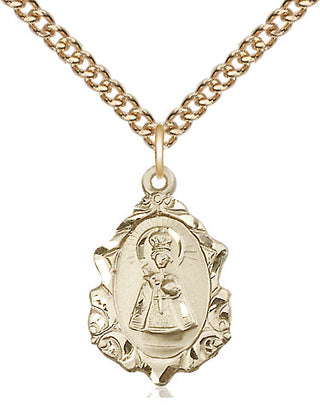 14kt Gold Filled Infant of Prague Medal Religious Jewelry Engraved Catholic Saint Jewelry
