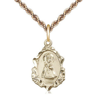 14kt Gold Filled Infant of Prague Medal Religious Jewelry Engraved Catholic Saint Jewelry