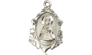 Sterling Silver Infant of Prague Medal Engraved Catholic Saint Jewelry