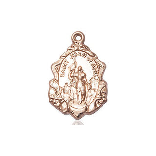 14kt Gold Saint Joan of Arc Medal Engraved Catholic Saint Jewelry