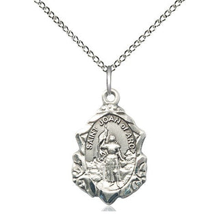 Sterling Silver Saint Joan of Arc Medal Religious Jewelry Engraved Catholic Saint Jewelry
