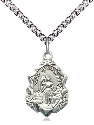 Sterling Silver Saint Joan of Arc Medal Religious Jewelry Engraved Catholic Saint Jewelry