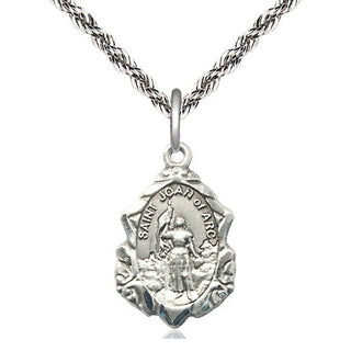 Sterling Silver Saint Joan of Arc Medal Religious Jewelry Engraved Catholic Saint Jewelry