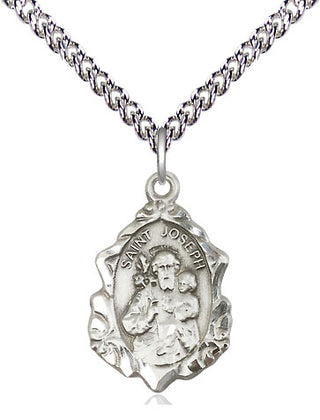 Sterling Silver Saint Joseph Medal Religious Jewelry Engraved Catholic Saint Jewelry