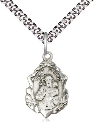 Sterling Silver Saint Joseph Medal Religious Jewelry Engraved Catholic Saint Jewelry